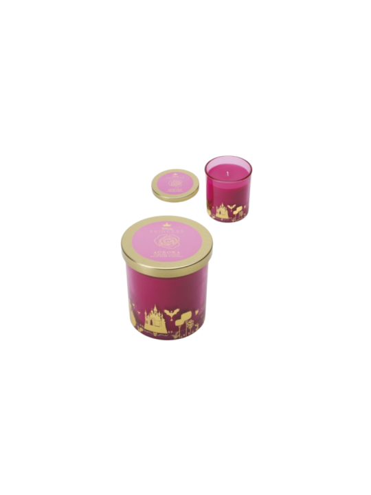 Bougie en verre La belle au bois dormant rose sauvage & vanille Disney