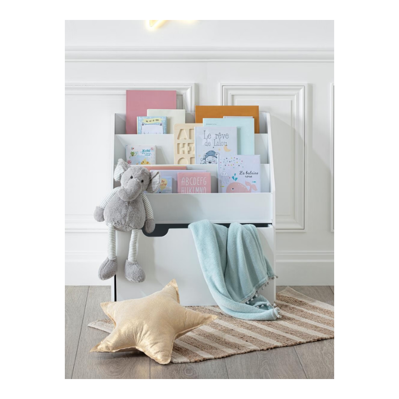 Bibliothèque enfant à roulettes 70 cm Blanc Atmosphera